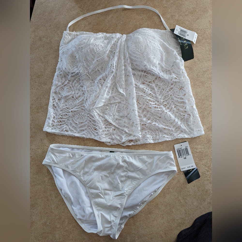 NWT White Lace Ralph Lauren Tankini
